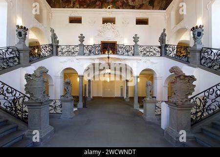 Allemagne, Bade Wurtemberg, Lac de Constance (Bodensee), Meersburg, Neues Schloss (Nouveau château), Schoßmuseum Meersburg (castel Museum), l'escalier Banque D'Images