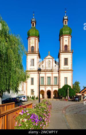 La France, Bas Rhin, le Ried, Ebersmunster, Saint Maurice l'église abbatiale du 18ème siècle et de style baroque allemand Banque D'Images