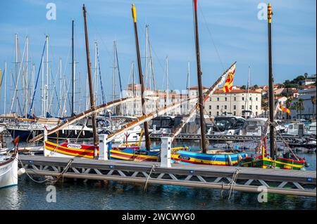 France, Pyrénées-Orientales (66), Banyuls-sur-Mer, bateau catalan Banque D'Images