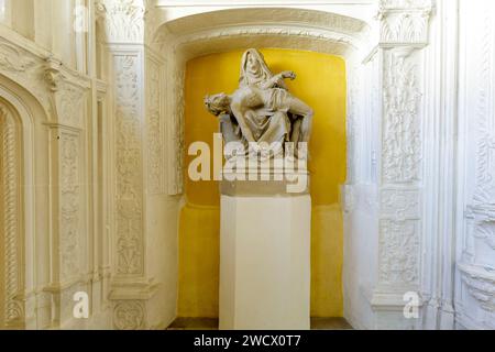 France, Vosges, Charmes, église St Nicolas construite en 1493 dans le style Renaissance, 16e siècle Vierge de la Miséricorde (Pieta) Banque D'Images