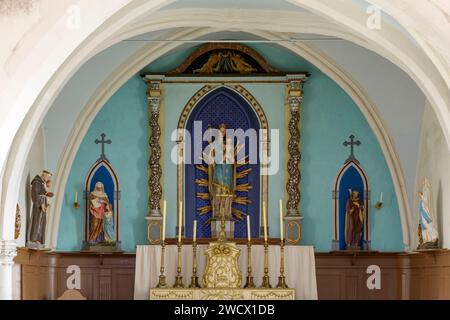 France, Meurthe et Moselle, Dommarie Eulmont, église de la Nativité de la Vierge, Vierge tenant l'enfant dans le chœur Banque D'Images