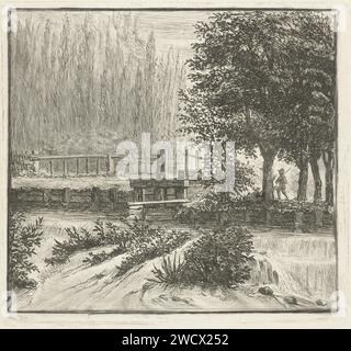 Sluis, Louis Bernard Coclers, 1756 - 1817 imprimer Un garçon marche le long de l'eau vers une écluse. gravure de papier inconnue / écluse de point sec, déversoir Banque D'Images