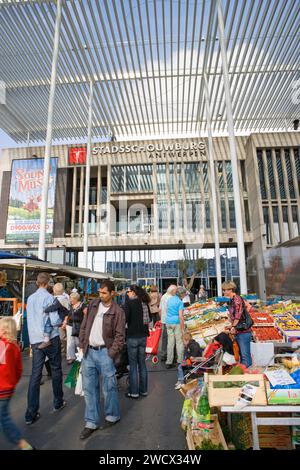 Stadsschouwburg Antwerpen, Marketplace, Antwerp Centraal, Flandre, Belgique, Europe Banque D'Images