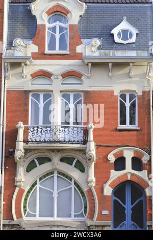 France, Nord, Dunkerque, Malo-les-bains, place de Turenne, Villa Cavalli de l'architecte Jules Potier du début du 20e siècle dans le style Art Nouveau Banque D'Images