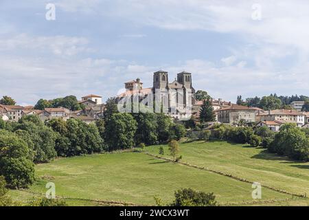 France, haute Loire, la chaise Dieu, le village et l'église abbatiale St Robert Banque D'Images