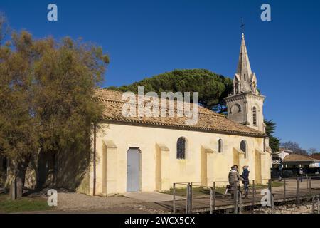 France, Gironde, bassin d'Arcachon, Andernos les bains, église romane Saint-Eloi du 11e siècle Banque D'Images