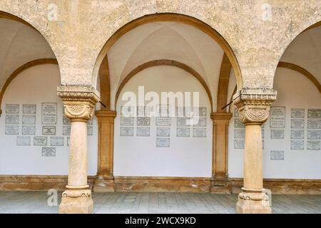 France, Moselle, Gravelotte, la salle du souvenir, monument commémoratif érigé en mémoire des combattants allemands de la guerre de 1870, le mausolée, le cloître Banque D'Images