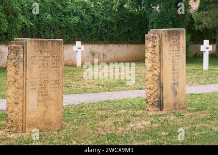 France, Moselle, Gravelotte, la salle du souvenir, monument commémoratif érigé en mémoire des combattants allemands de la guerre de 1870, le cimetière Banque D'Images