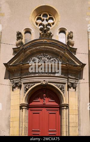 France, Moselle, Metz, église Saint Maximin, portail principal Banque D'Images