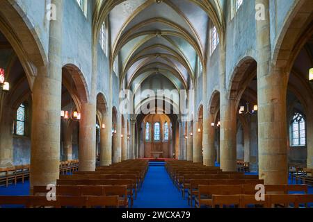 France, Moselle, Metz, église Saint Maximin, nef Banque D'Images