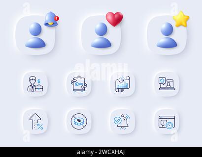 Évaluation en ligne, cas d'homme d'affaires et aucune icône de ligne de trésorerie. Pour l'application Web, impression. Vecteur Illustration de Vecteur