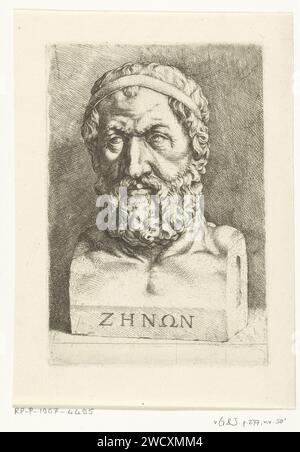 Portrait buste de Zeno van Elea, Jan de Bisschop, d'après Anonymous, 1666 - 1671 print gravure sur papier nord des pays-Bas Banque D'Images