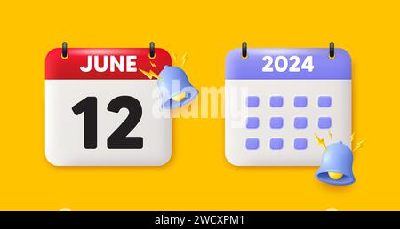 icône du 12e jour du mois. Date de planification de l'événement. Icône 3d de la date du calendrier. Vecteur Illustration de Vecteur
