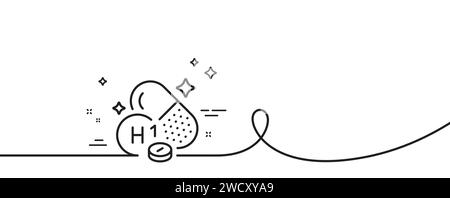 Icône de la ligne vitamine H1. Panneau nutritif alimentaire. Ligne continue avec boucle. Vecteur Illustration de Vecteur