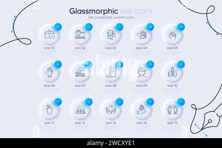 Ensemble d'icônes de ligne dont le toucher, l'inclusion et le travail d'équipe pour l'application Web. Icône pictogramme. Vecteur Illustration de Vecteur