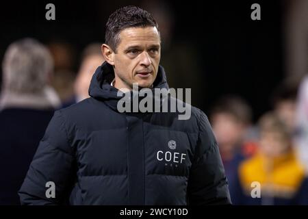 Nijmegen, pays-Bas. 17 janvier 2024. NIJMEGEN, Stadium de Goffert, 17-01-2024, saison 2023/2024, Dutch Toto KNVB Beker. Pendant le match NEC - Go Ahead Eagles (coupe), entraîneur de NEC Nijmegen Rogier Meijer crédit : Pro Shots/Alamy Live News Banque D'Images