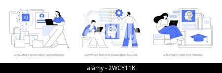 L'IA dans les illustrations vectorielles abstraites de concepts des ressources humaines. Illustration de Vecteur