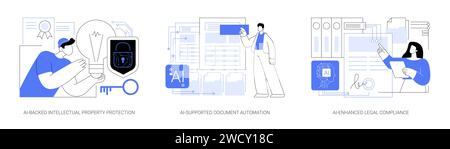 Outils d'IA dans les illustrations vectorielles abstraites de concepts des Services juridiques. Illustration de Vecteur