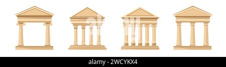 Ensemble de temples grecs antiques. parthénon romain à l'architecture classique Illustration de Vecteur