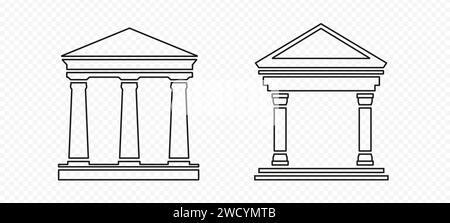 Vieux croquis de temples grecs. parthénon romain à l'architecture classique Illustration de Vecteur