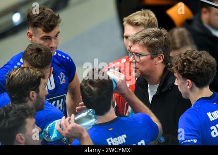 Jastrzebie Zdroj, Pologne. 17 janvier 2024. Stefan Hubner lors du match de la Ligue des champions de volleyball masculin CEV entre Jastrzebski Wegiel et SVG Luneburg le 17 janvier 2024 à Jastrzebie-Zdroj, Pologne. (Photo de PressFocus/Sipa USA) crédit : SIPA USA/Alamy Live News Banque D'Images