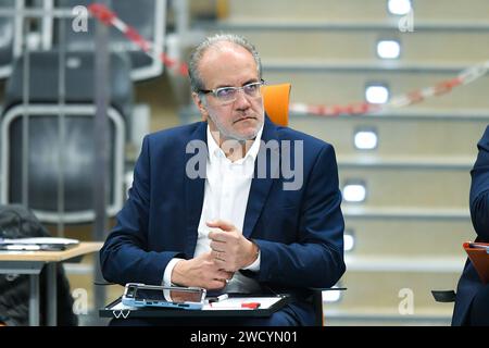 Jastrzebie Zdroj, Pologne. 17 janvier 2024. Marcelo Mendez lors du match de la Ligue des champions de volleyball masculin CEV entre Jastrzebski Wegiel et SVG Luneburg le 17 janvier 2024 à Jastrzebie-Zdroj, Pologne. (Photo de PressFocus/Sipa USA) crédit : SIPA USA/Alamy Live News Banque D'Images