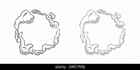 Cadre d'image vectorielle de bande dessinée de fumée. Bordure de poussière de fumée comique Illustration de Vecteur