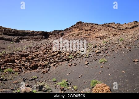 Caldera del Cuervo, est un volcan situé sur l'île de Lanzarote, dans les îles Canaries Banque D'Images