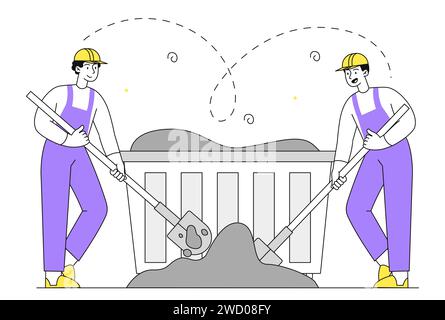 Concept linéaire vectoriel d'extraction de charbon Illustration de Vecteur