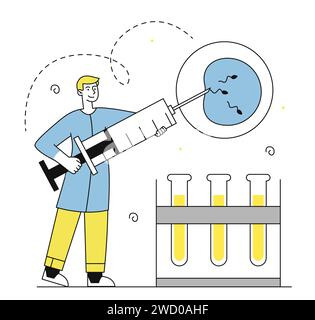 Vecteur linéaire de fertilisation du tube à essai Illustration de Vecteur