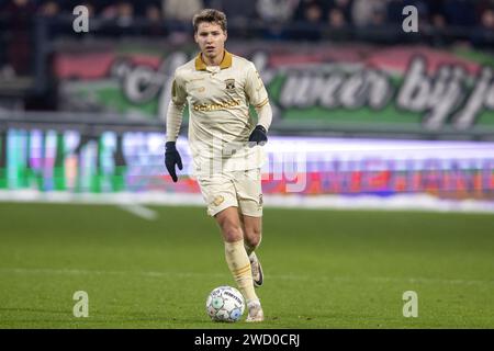 Nijmegen, pays-Bas. 17 janvier 2024. NIJMEGEN, Stadium de Goffert, 17-01-2024, saison 2023/2024, Dutch Toto KNVB Beker. Pendant le match NEC - Go Ahead Eagles (coupe), résultat final 2-1, GA Eagles joueur Evert Linthorst crédit : Pro Shots/Alamy Live News Banque D'Images