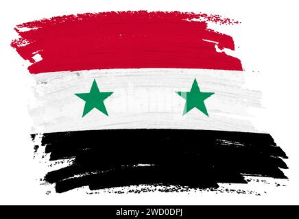 Éclaboussure de peinture de fond de drapeau de Syrie Banque D'Images