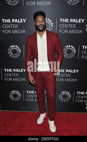 New York, États-Unis. 17 janvier 2024. Nate Burleson assiste au lancement du Super Bowl LVIII au Paley Center à New York, NY le 17 janvier 2024. (Photo de Stephen Smith/SIPA USA) crédit : SIPA USA/Alamy Live News Banque D'Images