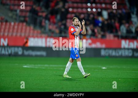 Girona, ESP. 17 janvier 2024. GIRONA FC-RAYO VAYECANO 17 janvier 2024 aveugle (17) de Girona FC à la fin du match entre Girona FC et Rayo Vallecano correspondant à la manche de 16 de la coupe du Roi au stade municipal de Montilivi à Gérone, Espagne. Crédit : Rosdemora/Alamy Live News Banque D'Images