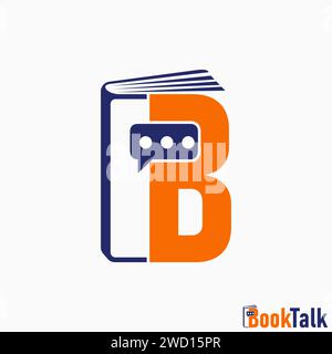 Logo design concept graphique créatif abstrait premium stock vector unique lettre initiale B police avec livre épais. Éducation typographique liée au monogramme Illustration de Vecteur