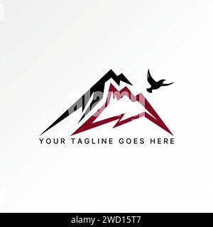 Logo design concept graphique créatif premium abstrait icône signe vecteur stock montagne ligne art avec oiseau aigle. Lié à la forêt d'aventure paysagère Illustration de Vecteur