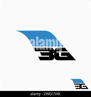 Logo design graphique concept créatif premium vecteur stock lettre initiale 3G police avion aileron sur le dessus. Lié à monogramme typographie voyage d'aviation Illustration de Vecteur