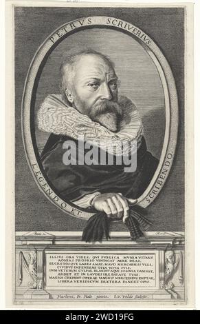 Portret van Pierre SCRiverius, Jan van de Velde (2), d'après Frans Hals, 1626 tirage Portrait de l'historien et écrivain Petrus Scriverius à l'âge de 50 ans. Gravure sur papier du nord des pays-Bas Banque D'Images