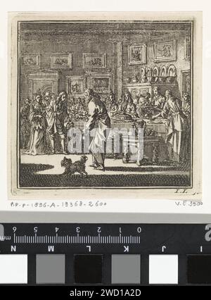 Les nouveaux invités sont accueillis lors d'un dîner, Jan Luyken, 1711 imprimer Amsterdam papier gravure Banque D'Images