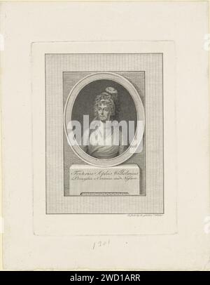 Portrait de Wilhelmina van Pruisen, Anonyme, 1767 - 1849 tirage Portrait de Wilhelmina dans un ovale. Sur un piédestal son nom et son titre. Imprimeur : Low CountriesPublisher : Allemagne (éventuellement) gravure / gravure sur papier Banque D'Images