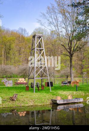 Le Drake Well Museum et Parkin la pittoresque vallée de Oil Creek, États-Unis Banque D'Images