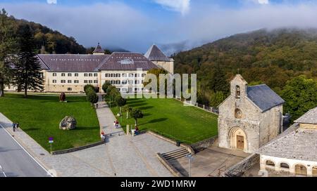 Roncesvalles, Collégiale royale de Santa María de Roncesvalles, route de Santiago, Navarre, Espagne Banque D'Images