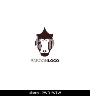 Logo singe baboon Design simple. Icône tête de singe Illustration de Vecteur