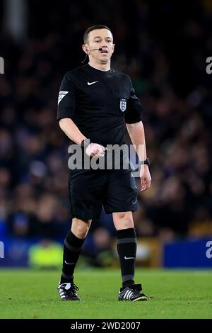 Liverpool, Royaume-Uni. 17 janvier 2024. Arbitre Tony Harrington lors de l'Everton FC v Crystal Palace FC Emirates FA Cup 3rd Round Replay à Goodison Park, Liverpool, Angleterre, Royaume-Uni le 17 janvier 2024 Credit : Every second Media/Alamy Live News Banque D'Images