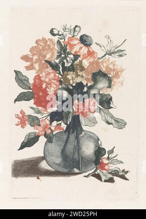 Cinq impressions de fleurs dans des vases en verre, anonyme, d'après Jean Baptiste Monnoyer, 1688 - 1698 imprimer pays-Bas papier gravure / gravure de fleurs dans un vase Banque D'Images