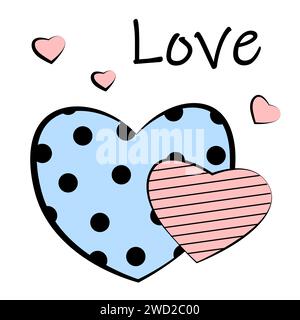 Coeurs sur un fond blanc. Saint Valentin. Doodle Illustration de Vecteur