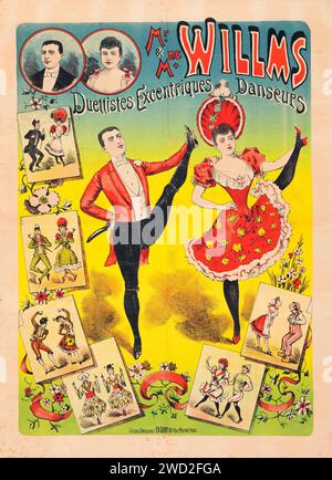 Danseurs - M. et Mme. Willms, Duettistes excentriques danseurs (Affiches américaines, années 1890). Publicité par affiche française Banque D'Images