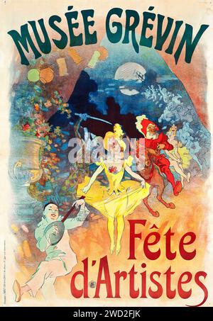 MUSÉE GRÉVIN - affiche de Jules Cheret - Fête d'artistes, 1900 - belle époque Banque D'Images