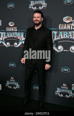 Nashville, États-Unis. 17 janvier 2024. Sam Hunt arrive sur le tapis rouge à l'enregistrement de l'émission "CMT Giants : Alabama" au Fisher Center for the Performing Arts de Belmont le 17 janvier 2024 à Nashville, Tennessee. (Photo de Kindell Buchanan/Sipa USA) crédit : SIPA USA/Alamy Live News Banque D'Images