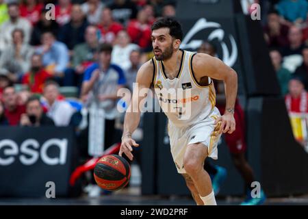 Facundo Campazzo joueur argentin de base, joueur du Real Madrid basket, pendant le match UCAM Murcia CB vs REAL MADRID basket, ACB, Endesa Basketball Leagu Banque D'Images